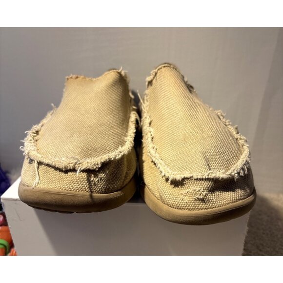Mens Crocs Santa Cruz Loafers Frayed Canvas Slip-On Shoes Beige Size 10 - Picture 3 of 13